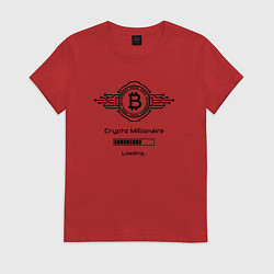 Футболка хлопковая женская Биткоин символ миллионер, цвет: красный