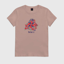Футболка хлопковая женская Belarus орнамент, цвет: пыльно-розовый