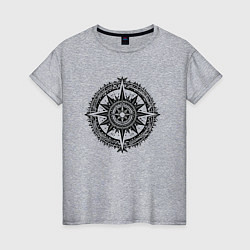 Футболка хлопковая женская Роза ветров, цвет: меланж