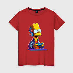 Футболка хлопковая женская Bart is an avid gamer, цвет: красный