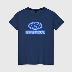 Футболка хлопковая женская Hyundai neon, цвет: тёмно-синий