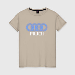 Футболка хлопковая женская Audi neon art, цвет: миндальный