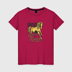 Женская футболка Счастливая лошадь