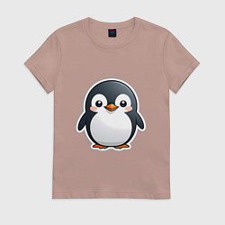 Футболка хлопковая женская Пингвин цыпленок, цвет: пыльно-розовый