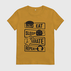 Футболка хлопковая женская Есть спать карате, цвет: горчичный