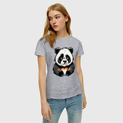Футболка хлопковая женская Милая панда лежит, цвет: меланж — фото 2