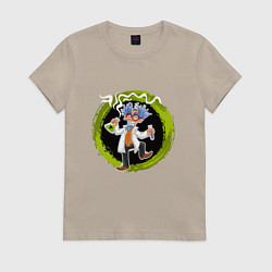 Футболка хлопковая женская Безумный ученый, цвет: миндальный