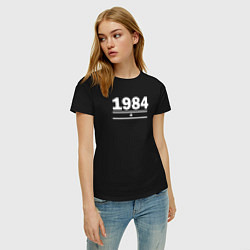 Футболка хлопковая женская 1984 с белой звездой, цвет: черный — фото 2