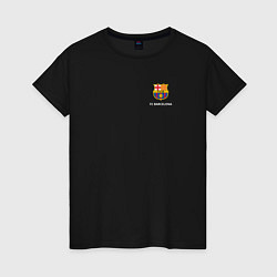 Футболка хлопковая женская Футбольный клуб Барселона - с эмблемой, цвет: черный