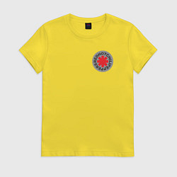 Футболка хлопковая женская Red Hot Chili Peppers эмблема, цвет: желтый
