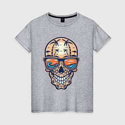 Футболка хлопковая женская Summer skull, цвет: меланж