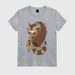 Футболка хлопковая женская Котобус - catbus, цвет: меланж