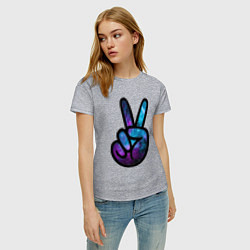 Футболка хлопковая женская Space peace, цвет: меланж — фото 2