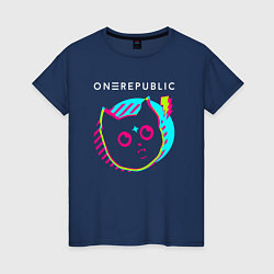 Футболка хлопковая женская OneRepublic rock star cat, цвет: тёмно-синий