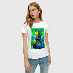 Футболка хлопковая женская Cyber Bart Simpson - ai art fantasy, цвет: белый — фото 2