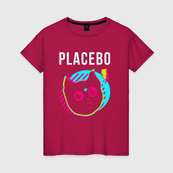 Футболка хлопковая женская Placebo rock star cat, цвет: маджента