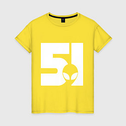 Футболка хлопковая женская Зона 51, цвет: желтый