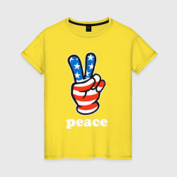 Футболка хлопковая женская USA peace, цвет: желтый