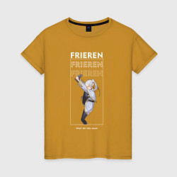 Футболка хлопковая женская Гимнастка Фрирен, цвет: горчичный