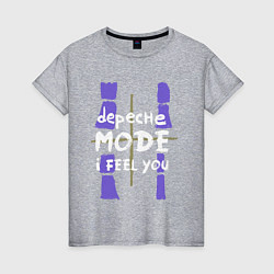 Футболка хлопковая женская Depeche Mode - I feel you single, цвет: меланж