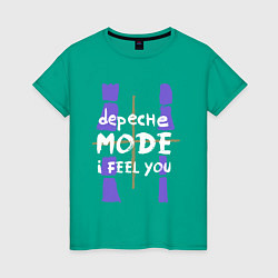 Футболка хлопковая женская Depeche Mode - I feel you single, цвет: зеленый