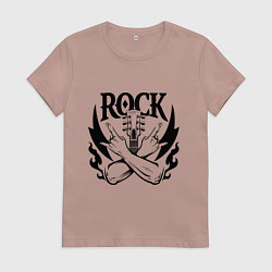 Футболка хлопковая женская Rock - guitar, цвет: пыльно-розовый