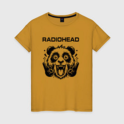 Футболка хлопковая женская Radiohead - rock panda, цвет: горчичный