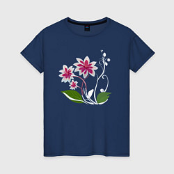 Женская футболка Яркий цветок с жемчугом