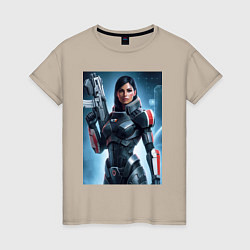 Футболка хлопковая женская Mass Effect -N7 armor, цвет: миндальный