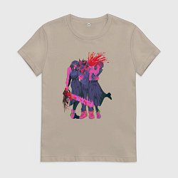 Футболка хлопковая женская Человек-бензопила и Демон войны, цвет: миндальный