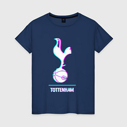 Футболка хлопковая женская Tottenham FC в стиле glitch, цвет: тёмно-синий