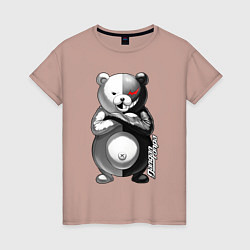 Футболка хлопковая женская Монокума - Danganronpa, цвет: пыльно-розовый