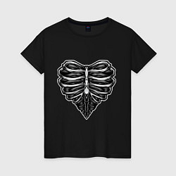 Футболка хлопковая женская Ribs heart, цвет: черный