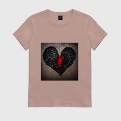 Футболка хлопковая женская Треск в сердце, цвет: пыльно-розовый
