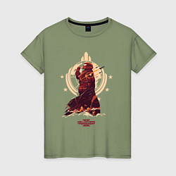 Футболка хлопковая женская Helldivers 2: Paratroopers Symbol, цвет: авокадо