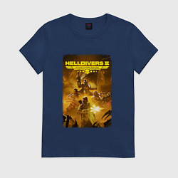 Футболка хлопковая женская Helldivers 2: Battleground, цвет: тёмно-синий