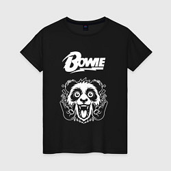 Футболка хлопковая женская David Bowie rock panda, цвет: черный