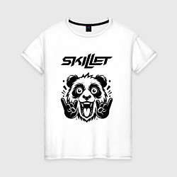 Футболка хлопковая женская Skillet - rock panda, цвет: белый