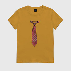 Футболка хлопковая женская Я в галстуке, цвет: горчичный