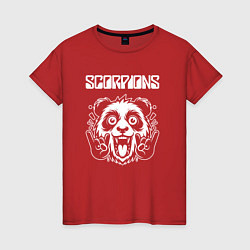 Футболка хлопковая женская Scorpions rock panda, цвет: красный