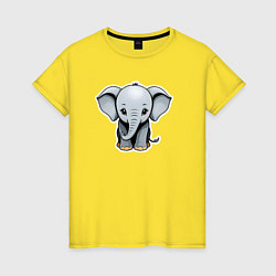 Футболка хлопковая женская Веселый африканский слоненок, цвет: желтый