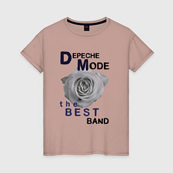 Футболка хлопковая женская Depeche Mode - best of band, цвет: пыльно-розовый