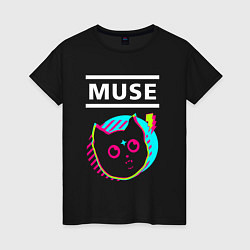 Футболка хлопковая женская Muse rock star cat, цвет: черный