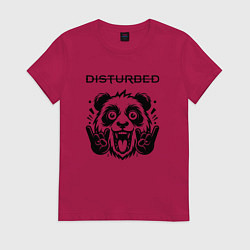 Футболка хлопковая женская Disturbed - rock panda, цвет: маджента