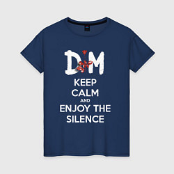 Футболка хлопковая женская DM keep calm and enjoy the silence, цвет: тёмно-синий