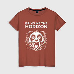 Футболка хлопковая женская Bring Me the Horizon rock panda, цвет: кирпичный