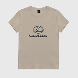 Футболка хлопковая женская Lexus авто бренд лого, цвет: миндальный