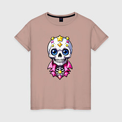 Женская футболка Скелет в розовой рубахе