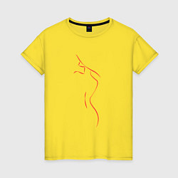 Футболка хлопковая женская Женский силуэт из линий, цвет: желтый