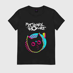 Футболка хлопковая женская My Chemical Romance rock star cat, цвет: черный